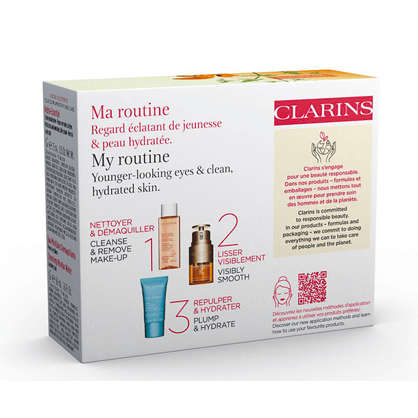 CLARINS - DOUBLE SERUM EYES (20ML) + HYDRA ESSENTIAL DAY CREAM (15ML) + AGUA MICELAR (30ML) 2