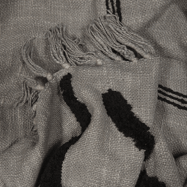 MANTA ALGODON BORDADA BERGEN GREY 120X250 CM 4