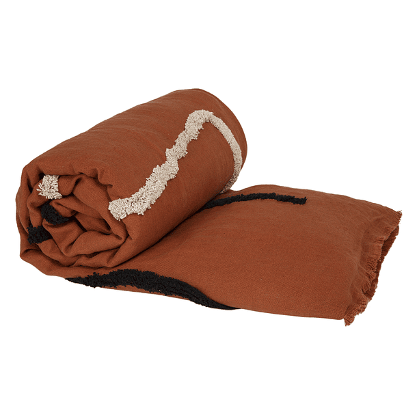 PIECERA LINO BORDADO TIKRI 85X200 CM BRICK (INCLUYE RELLENO) 1
