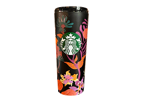 VASO TÉRMICO DE ACERO INOXIDABLE CON TAPA PARA BEBER, DISEÑO FLORAL, DE 16 OZ (473 ML)