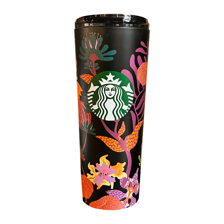 VASO TÉRMICO DE ACERO INOXIDABLE CON TAPA PARA BEBER, DISEÑO FLORAL, DE 16 OZ (≈473 ML) 1