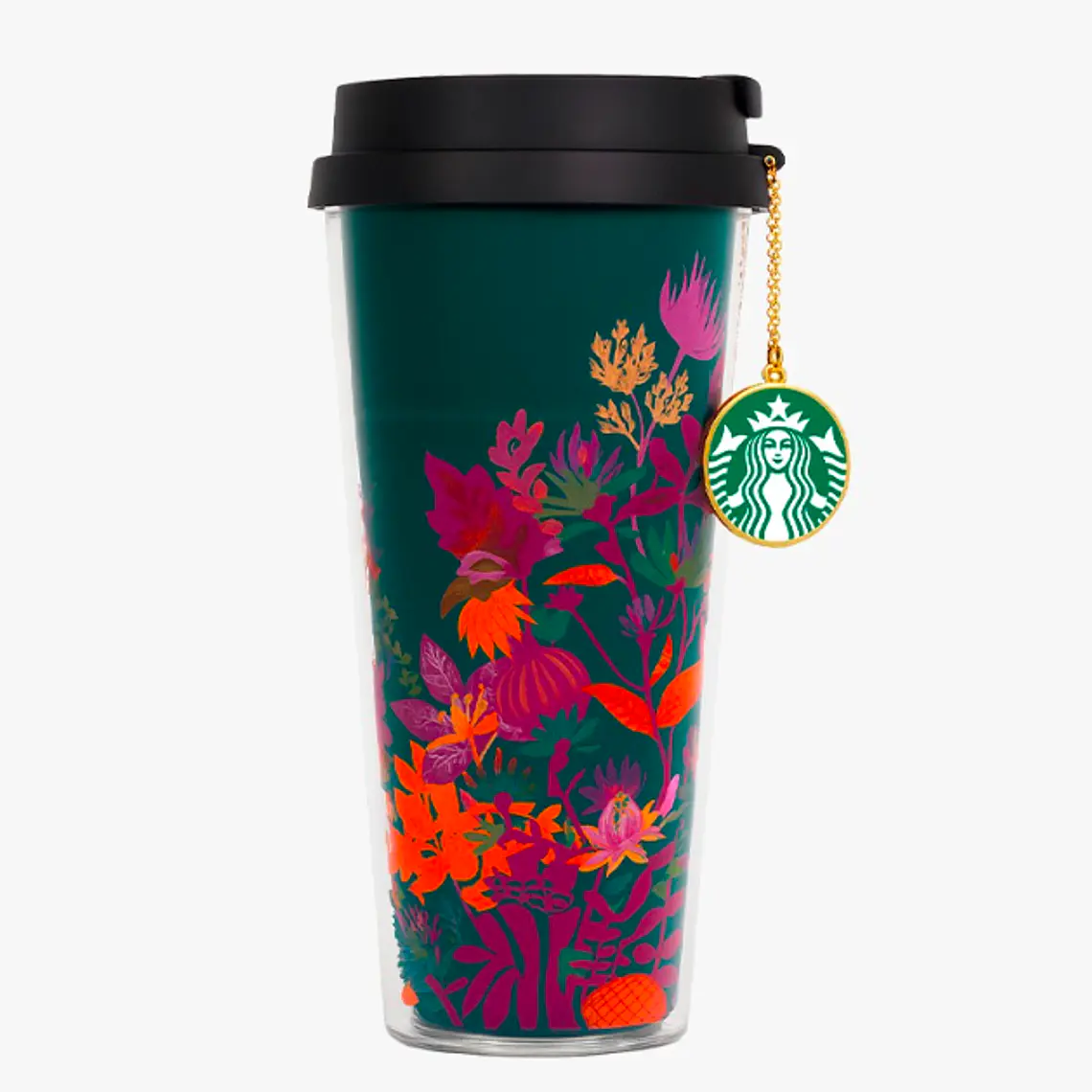 VASO TÉRMICO DE PLÁSTICO CON CHARM, DISEÑO FLORAL DE 16 OZ (≈473 ML) 1