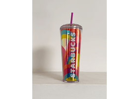 VASO PARA BEBIDAS FRÍAS DE PLÁSTICO ARCOÍRIS, DE 24 OZ (710 ML)