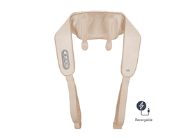 MASAJEADOR DE CUELLO Y HOMBORS SHIATSU RECARGABLE CON CALOR - COLOR BEIGE