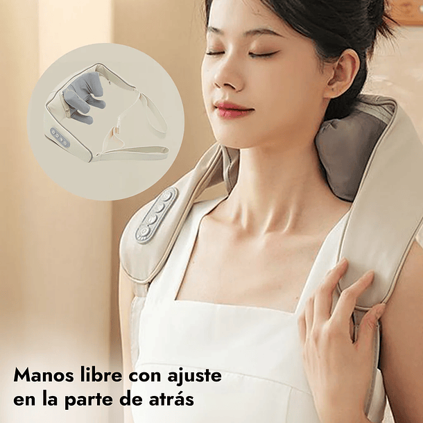 MASAJEADOR DE CUELLO Y HOMBORS SHIATSU RECARGABLE CON CALOR - COLOR BEIGE 5