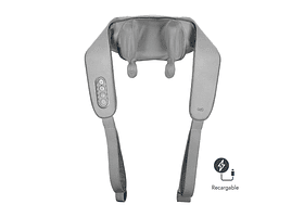 MASAJEADOR DE CUELLO Y HOMBORS SHIATSU RECARGABLE CON CALOR - COLOR GRIS
