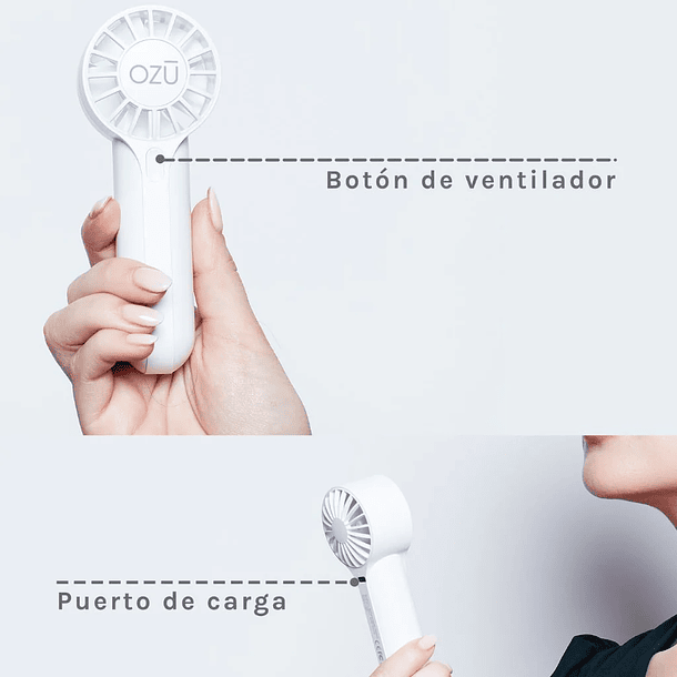 MINI VENTILADOR OZU RECARGABLE - COLOR BLANCO 3