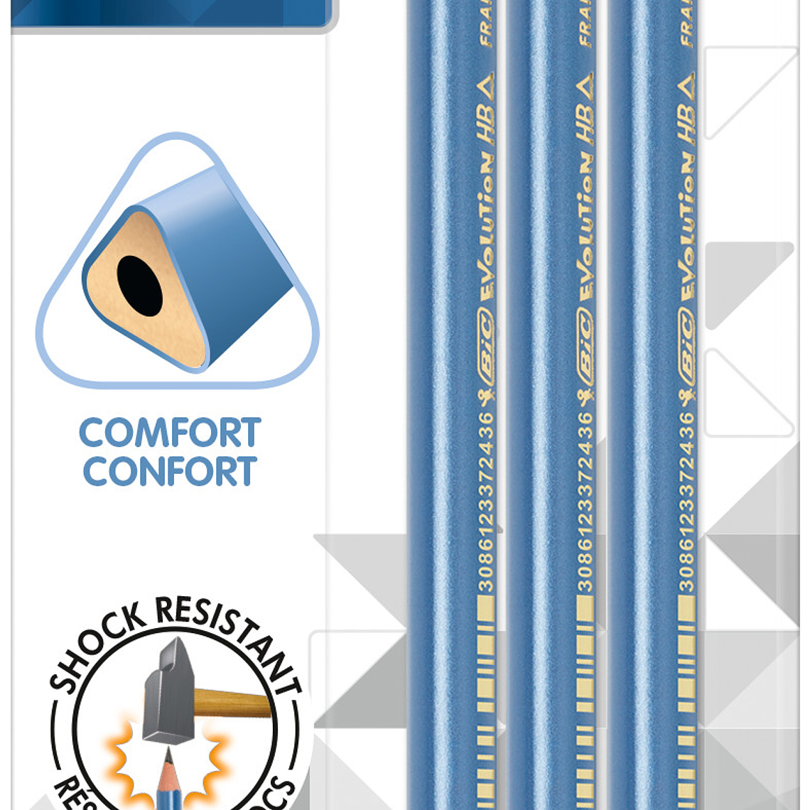 BIC - LÁPIZ GRAFITO EVOLUTION TRIANGLE HB#2 CON GOMA (3 UNIDADES) 1