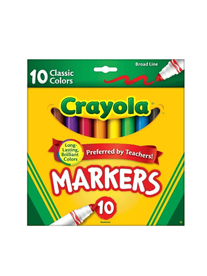 CRAYOLA - MARCADORES LINEAS ANCHAS (10 UNIDADES)