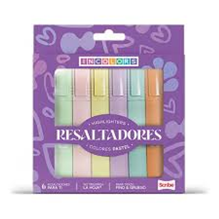 SCRIBE - DESTACADORES UNIPUNTA PASTEL (6 UNIDADES) 1