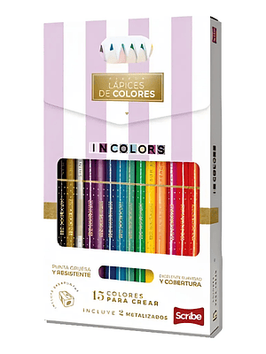 SCRIBE - LAPICES TRINAGULAR INCOLORS (15 UNIDADES)