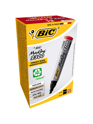 BIC - PLUMON PERMANENTE ECO CON PUNTA BISELADA 3.7 - 5.5 MM ROJO (12 UNIDADES)