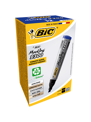 BIC - PLUMON PERMANENTE ECO CON PUNTA BISELADA 3.7 - 5.5 MM AZUL (12 UNIDADES)