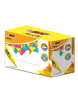 BIC - DESTACADOR MARKING PUNTA BISELADA AMARILLO (12 UNIDADES)