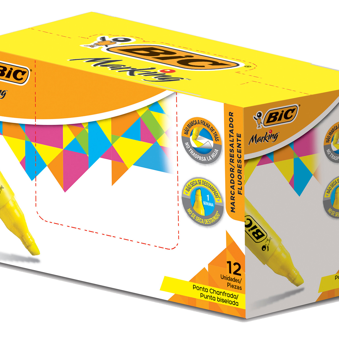 BIC - DESTACADOR MARKING PUNTA BISELADA AMARILLO (12 UNIDADES) 1