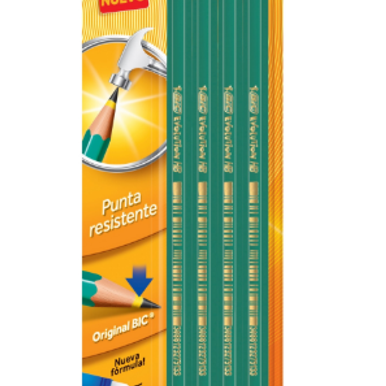 BIC - LÁPIZ GRAFITO EVOLUTION HB#2 SIN GOMA  (4 UNIDADES) 1
