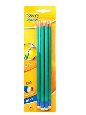 BIC - LÁPIZ GRAFITO EVOLUTION HB#2 CON GOMA (6 UNIDADES) 