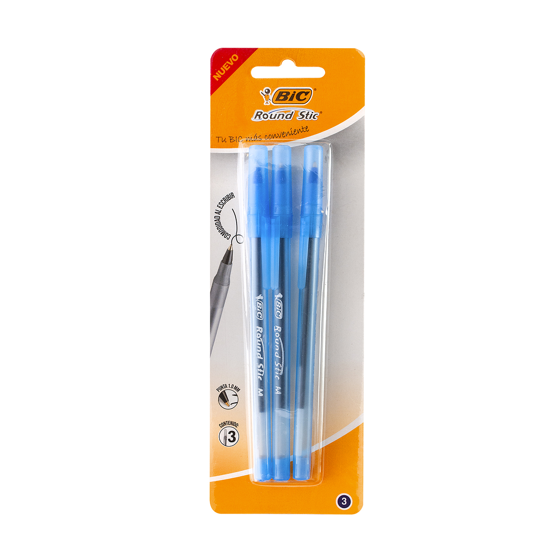 BIC - BOLIGRAFO ROUND STIC PUNTA 1 MM AZUL (3 UNIDADES) 1