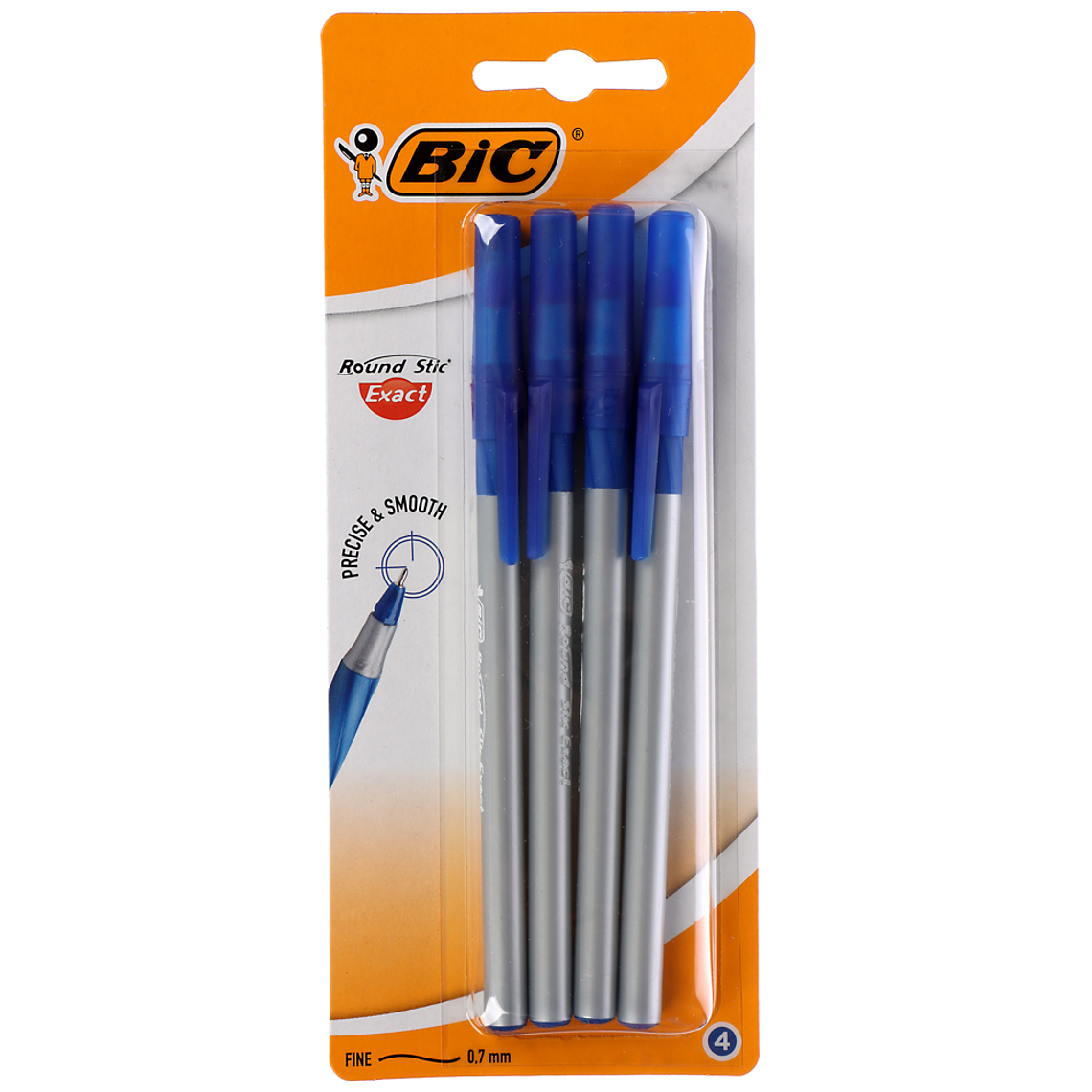 BIC - BOLIGRAFO ROUND STIC EXACT 0.7 MM AZUL (4 UNIDADES)  1