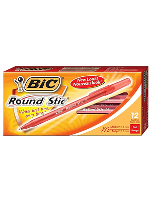 BIC - BOLIGRAFO ROUND STIC PUNTA MEDIA 1 MM ROJO (12 UNIDADES) 