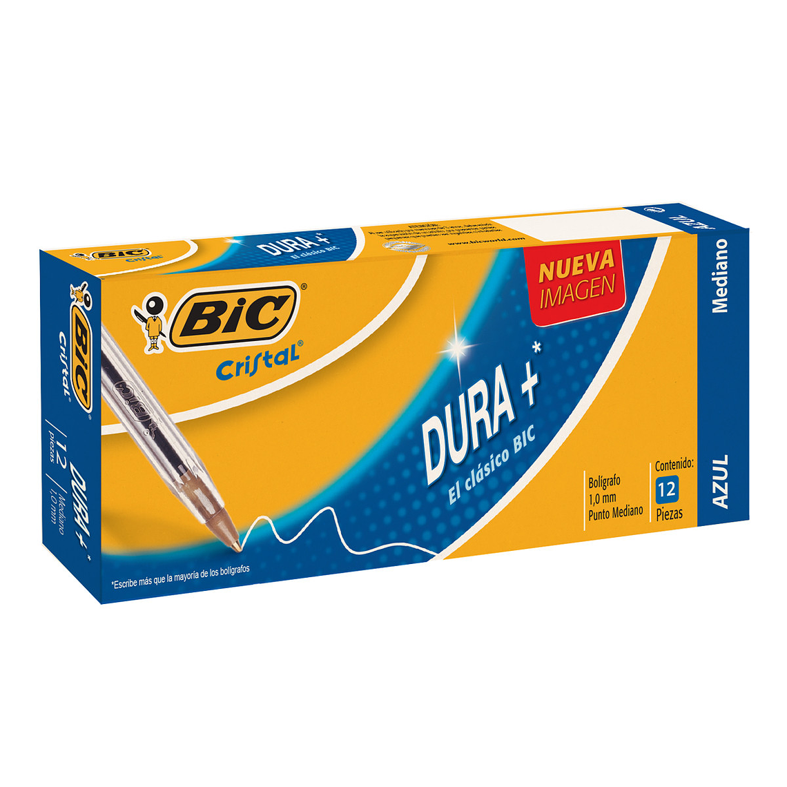 BIC - BOLIGRAFO CRISTAL DURA+ PUNTA MEDIA 1 MM AZUL (12 UNIDADES) 1