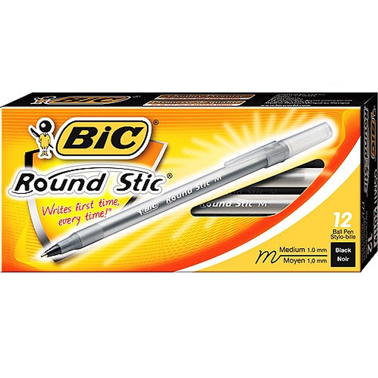 BIC - BOLIGRAFO ROUND STIC PUNTA MEDIA 1 MM NEGRO (12 UNIDADES)  1