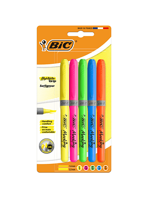 BIC - DESTACADORES BRITER LINER GRIP PUNTA 1.6 - 3.3 MM SURTIDOS (5 UNIDADES)