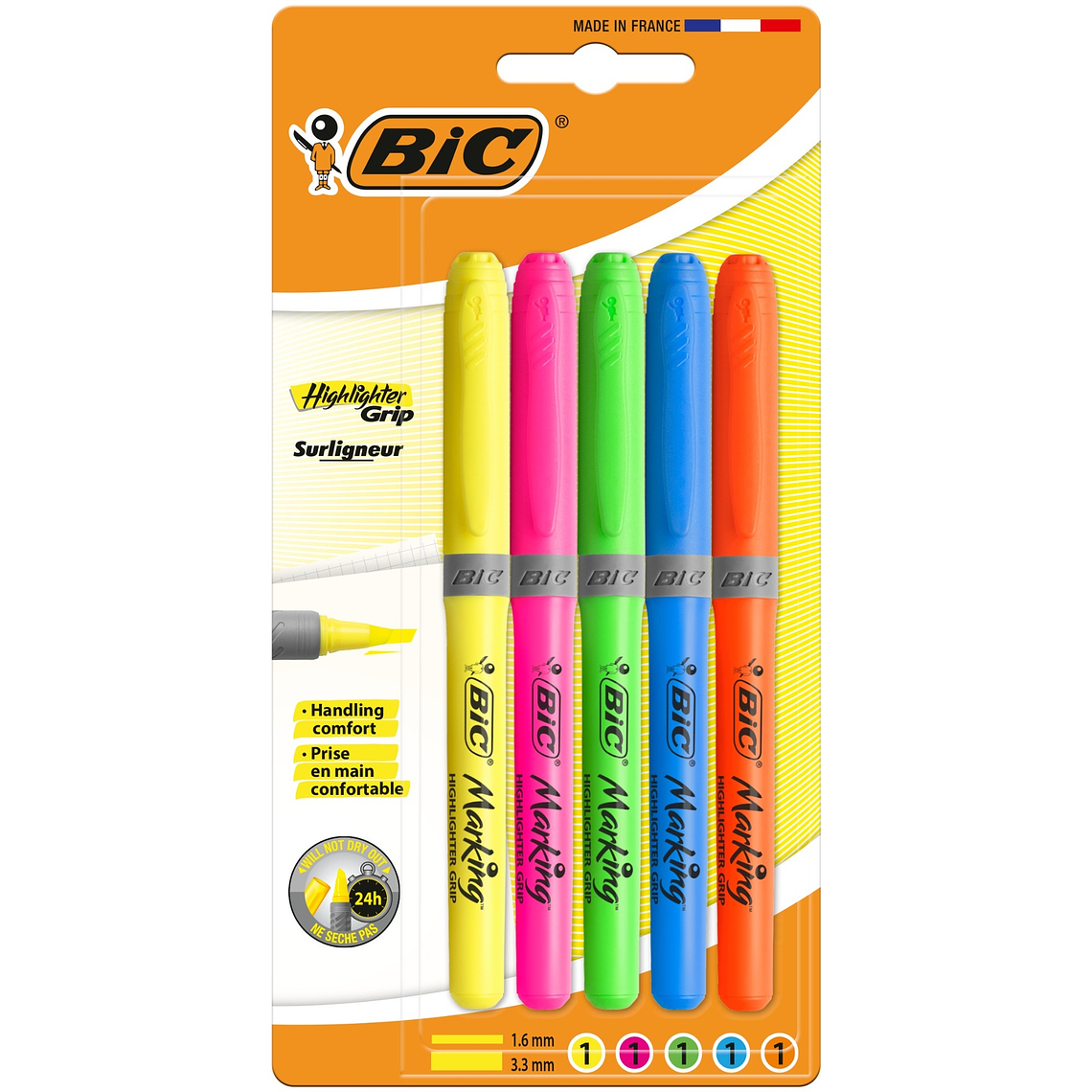 BIC - DESTACADORES BRITER LINER GRIP PUNTA 1.6 - 3.3 MM SURTIDOS (5 UNIDADES) 1
