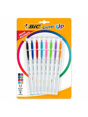 BIC - BOLIGRAFO CRISTAL UP PUNTA GRUESA 1.2 MM (8 UNIDADES)