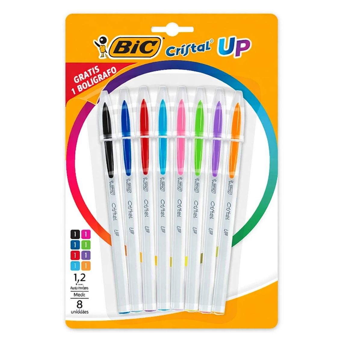 BIC - BOLIGRAFO CRISTAL UP PUNTA GRUESA 1.2 MM (8 UNIDADES) 1