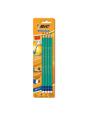 BIC - LÁPIZ GRAFITO EVOLUTION HB#2 CON GOMA (4 UNIDADES)