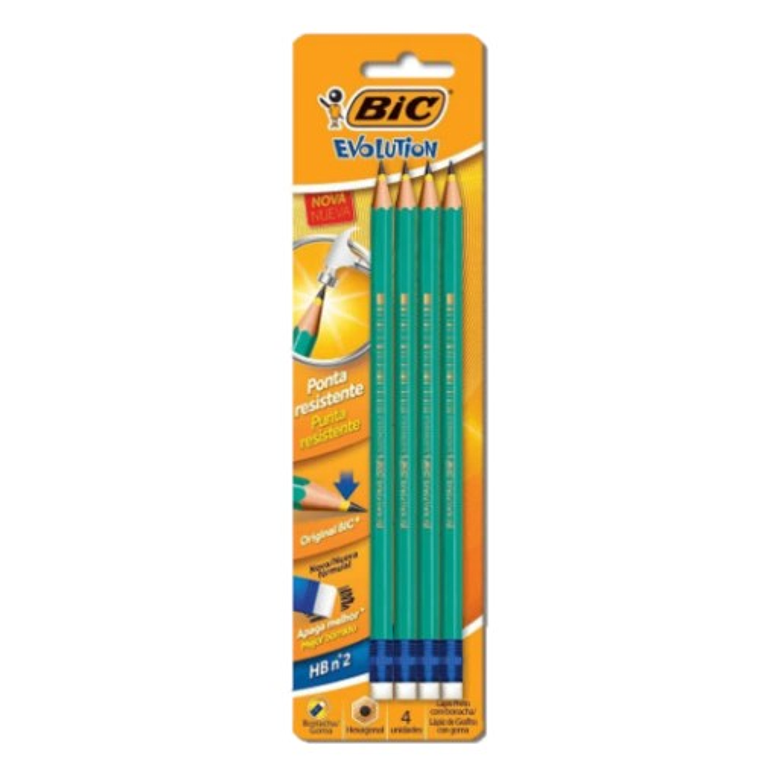 BIC - LÁPIZ GRAFITO EVOLUTION HB#2 CON GOMA (4 UNIDADES) 1