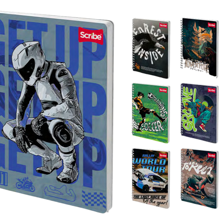 SCRIBE - PACK 10 CUADERNOS UNIVERSITARIO MASCULINO 7 MM 100 HOJAS (DISEÑO ALEATORIO) 1