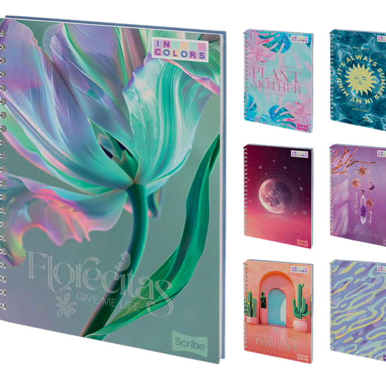 SCRIBE - PACK 4 CUADERNOS UNIVERSITARIO GRANDES FEMENINOS 7 MM 120 HOJAS (DISEÑO ALEATORIO) 1