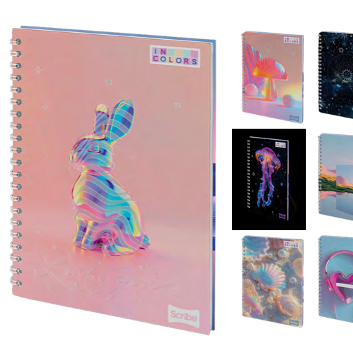 SCRIBE - PACK 4 CUADERNOS UNIVERSITARIOS GRANDES FEMENINO TAPA DURA 7 MM 150 HOJAS (DISEÑO ALEATAORIO) 1