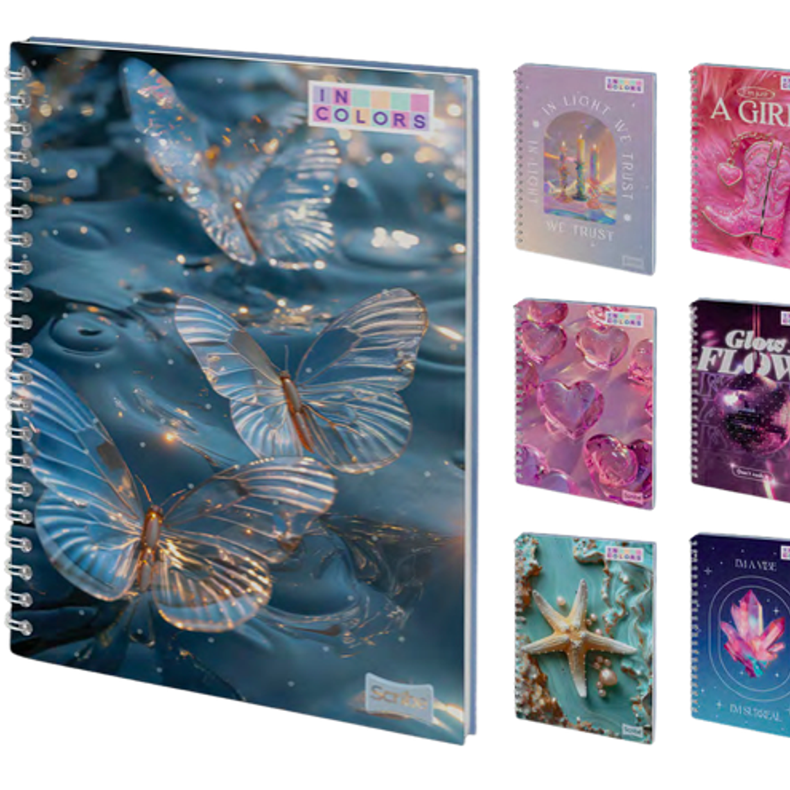 SCRIBE - PACK 4 CUADERNOS UNIVERSITARIOS MEDIANO FEMENINO 7 MM 120 HOJAS (DISEÑO ALEATORIO) 1