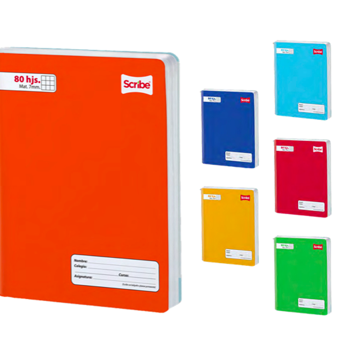 SCRIBE - PACK 5 CUADERNOS COLLEGE LISO 7 MM 80 HOJAS (COLOR ALEATORIO) 1