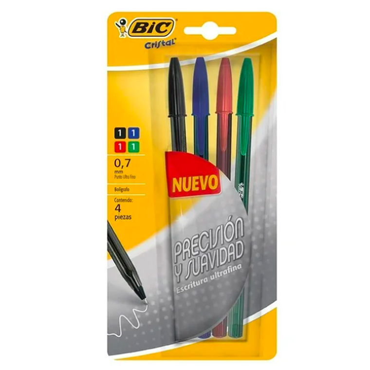 BIC - CRISTAL NEEDLE PUUNTA ULTRA FINA 0.7 MM (4 UNIDADES) 1