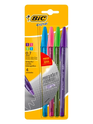 BIC - BOLIGRAFO NEEDLE FASHION PUNTA ULTRA FINA 0.7 MM (4 UNIDADES) 