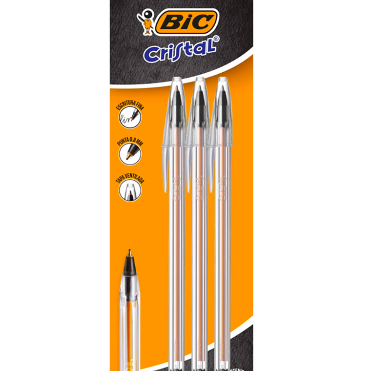 BIC - BOLIGRAFO FINO 0.8 MM NEGRO (3 UNIDADES) 1