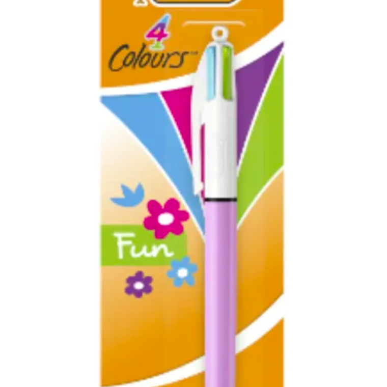 BIC - BOLIGRAFO PUNTA MEDIA 1 MM 4 COLORES FASHION (1 UNIDAD)      1