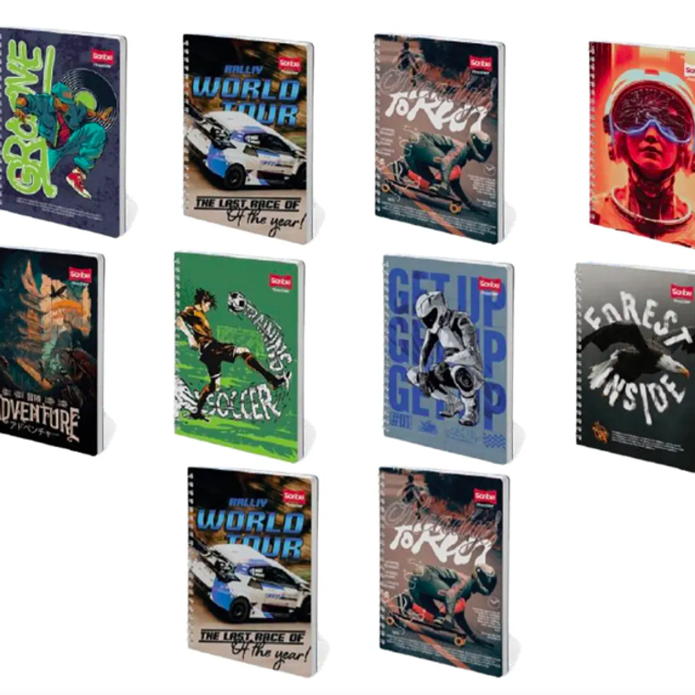 SCRIBE - PACK 10 CUADERNOS UNIVERSITARIO MASCULINO 7 MM 100 HOJAS (DISEÑO ALEATORIO) 2