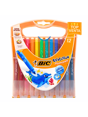 BIC - PLUMONES EVOLUTION ULTRA LAVABLES CON SUPER ESTUCHE (12 UNIDADES)
