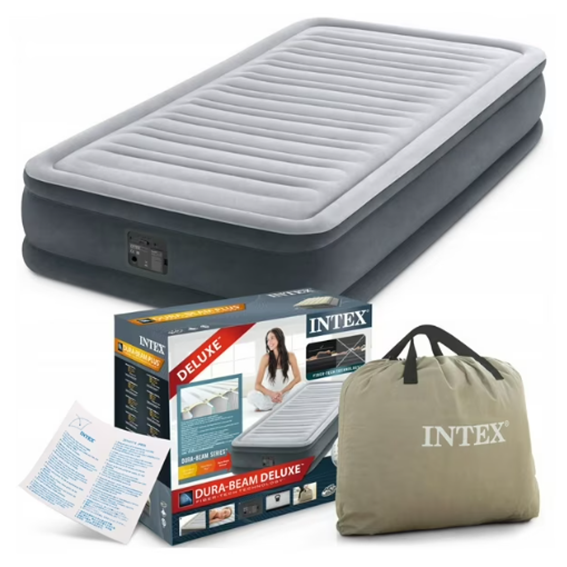 COLCHÓN INFLABLE ELÉCTRICO INTEX 1,5 PLAZAS 99X191X46 CM COMFORT PLUSH 7