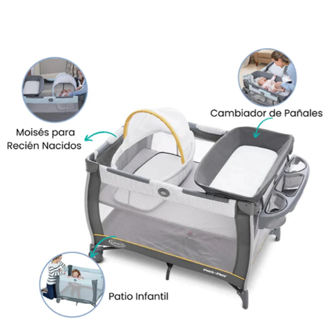 GRACO - CUNA PACK AND PLAY CARE SUITE BASSINET PLAYARD WELLS GRACO 3