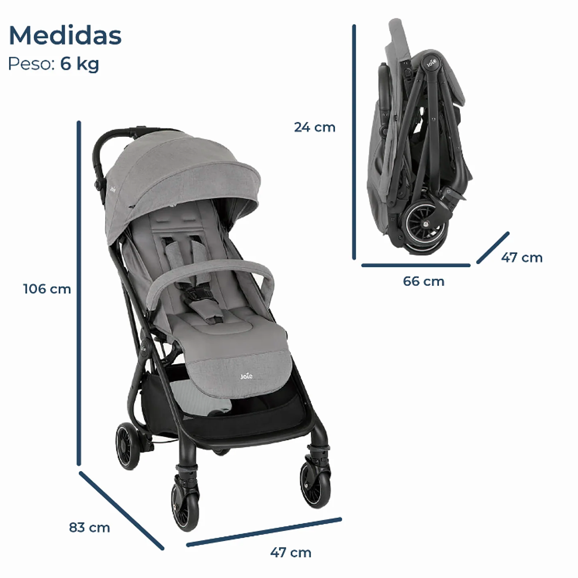 JOIE - COCHE PASEO COMPACTO 3 EN 1 TOURIST PEBBLE  6