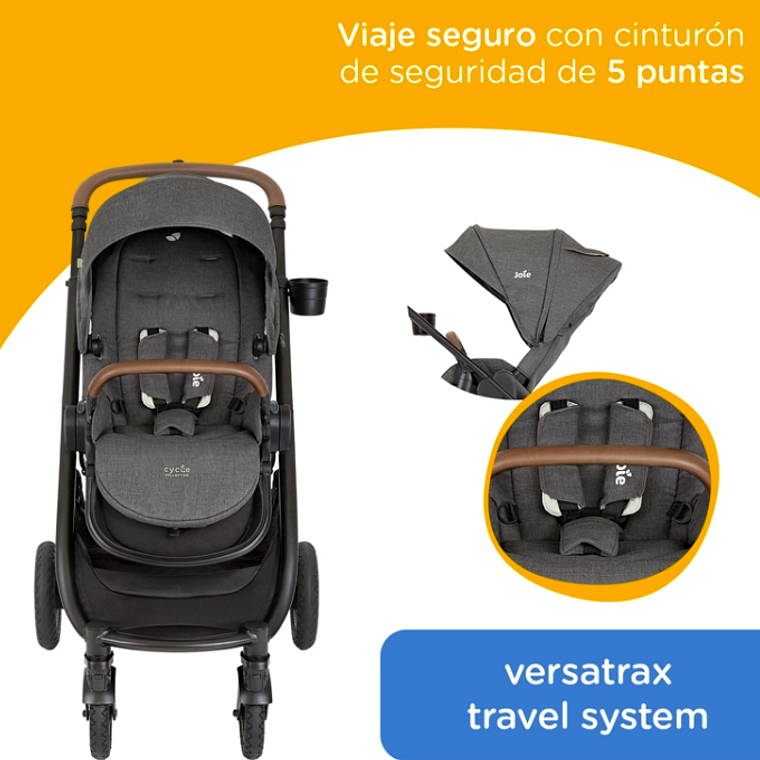 JOIE - COCHE TRAVEL SYSTEM VERSATRAX GRAY FLANNEL  8
