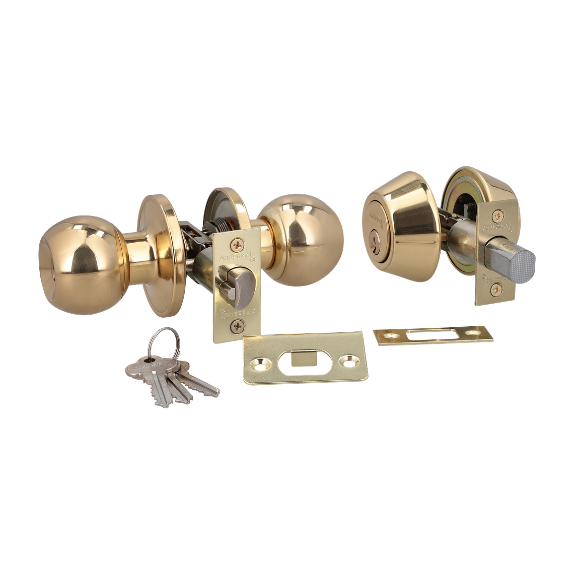  COMBO ACCESO CERRADURA AA43 + CERROJO BRONCE PULIDO AX70-BP 3