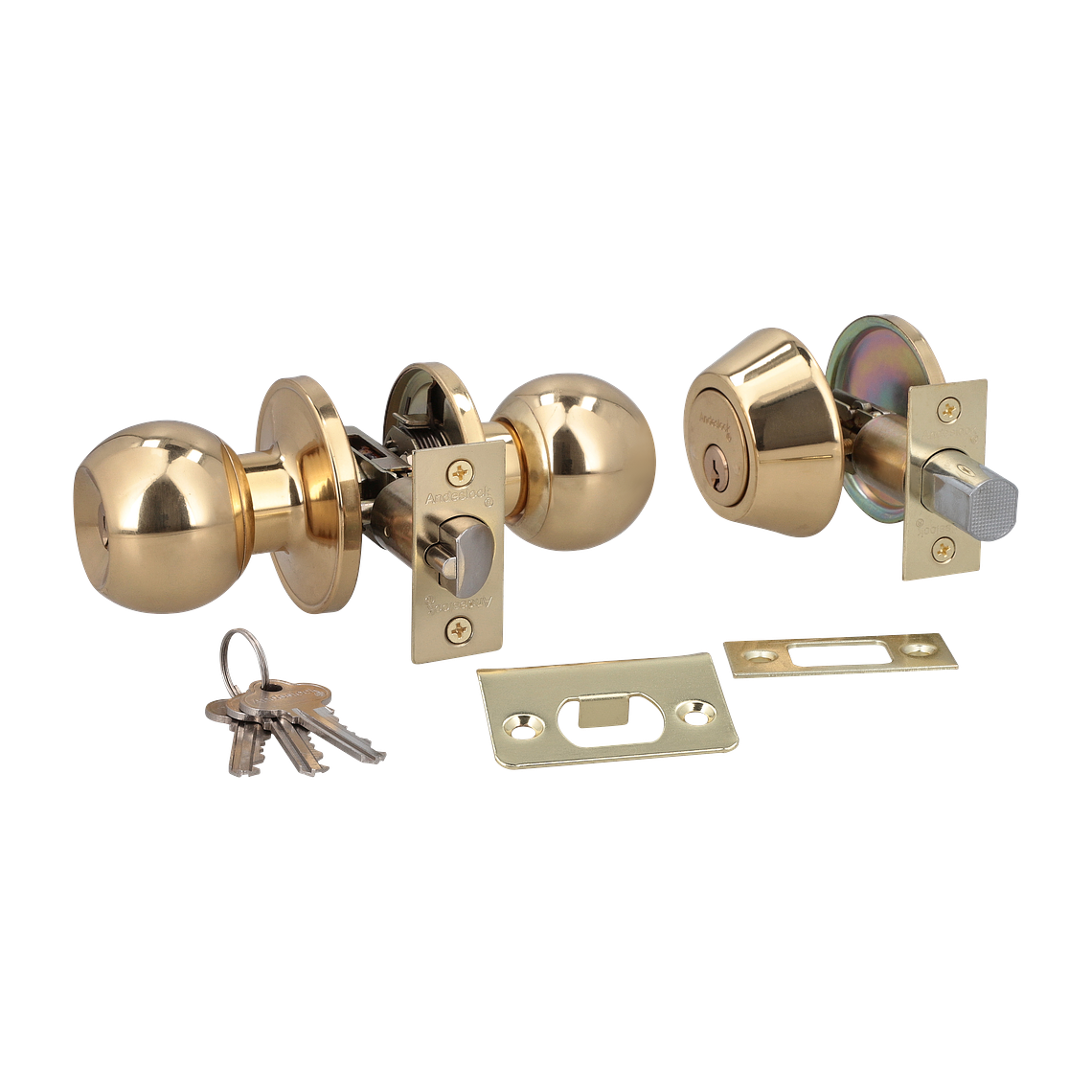  COMBO ACCESO CERRADURA AA43 + CERROJO AX74-BP BRONCE PULIDO 3