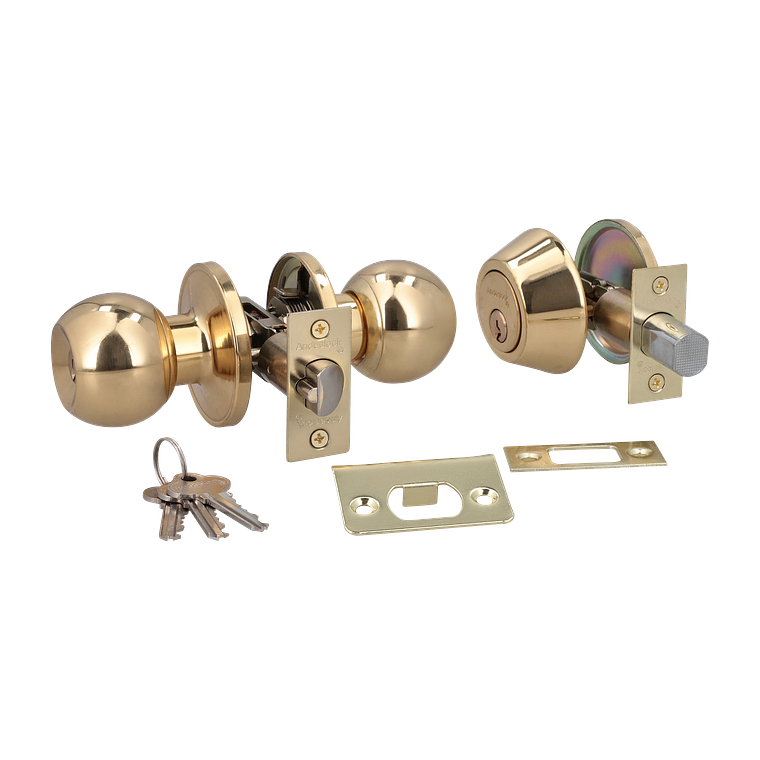  COMBO ACCESO CERRADURA AA43 + CERROJO AX74-BP BRONCE PULIDO 3